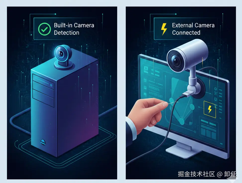 Electron判断是内置摄像头还是接摄像头
