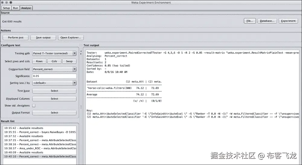 Weka 实验者和模型选择