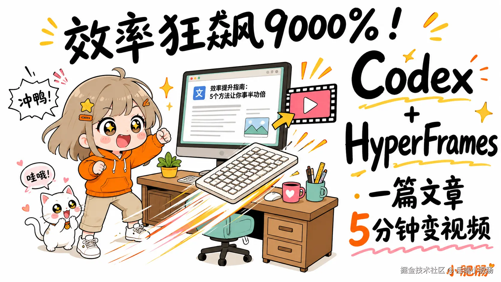 效率狂飙9000%！Codex + HyperFrames 让一篇文章 5 分钟变视频