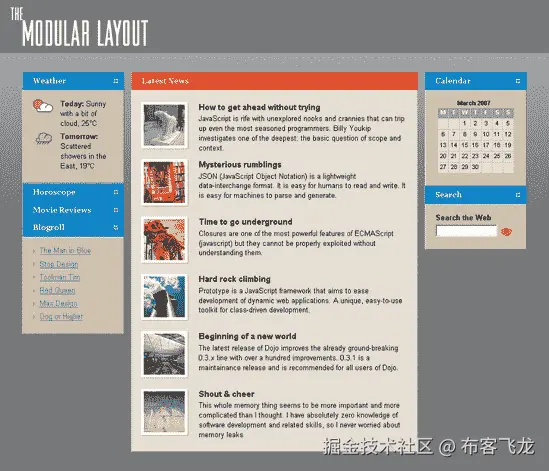 A user-defined view of the modular layout example