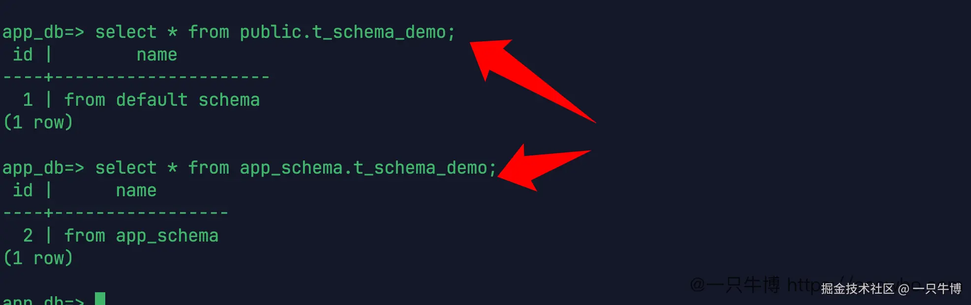 使用 schema 前缀查询同名表
