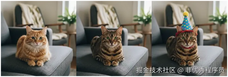 一张图片展示了原来的猫，第一次编辑后将其改为孟加拉猫，第二次编辑后显示孟加拉猫正在睡觉