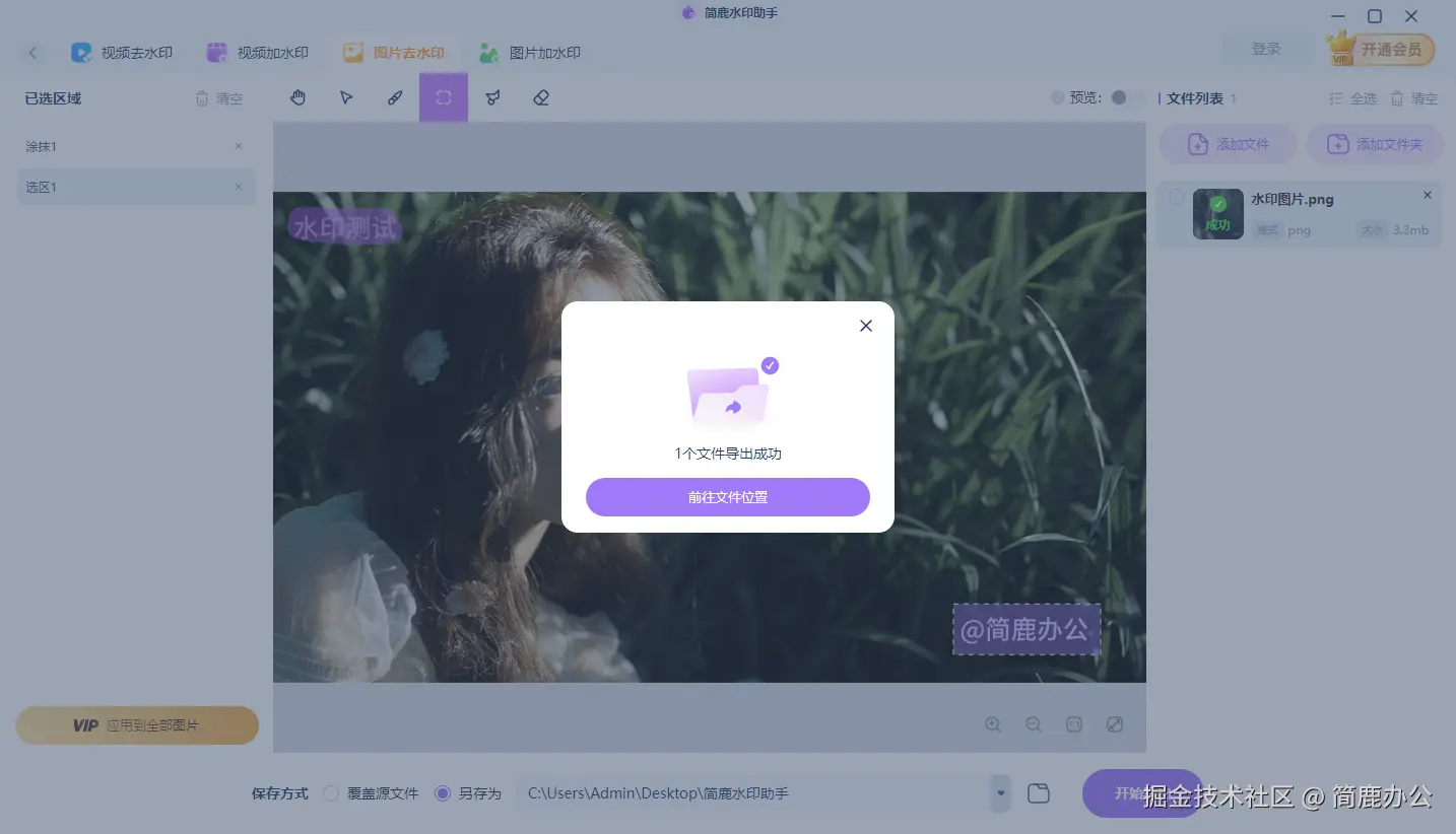 开始处理图像中的水印