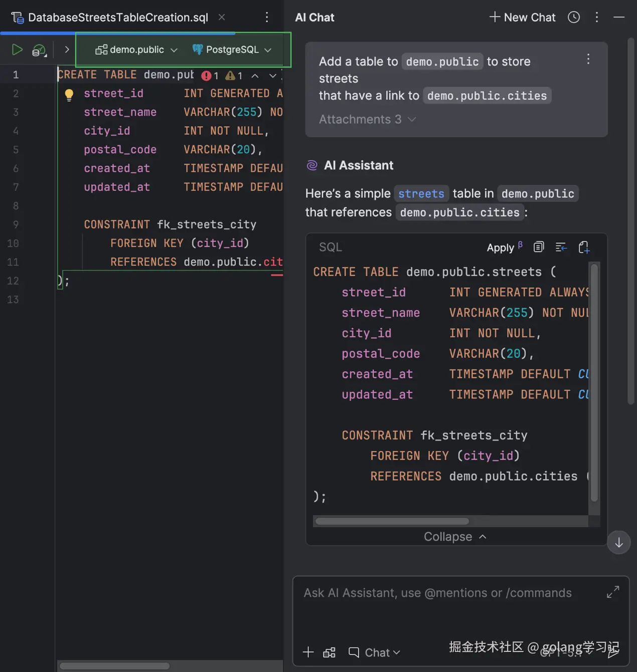 AI Chat 自动附加数据源
