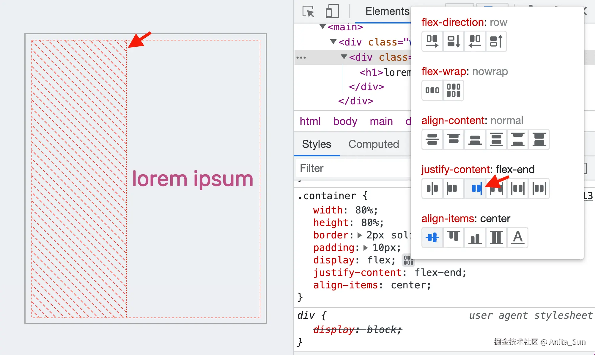 Justify-content: flex-end