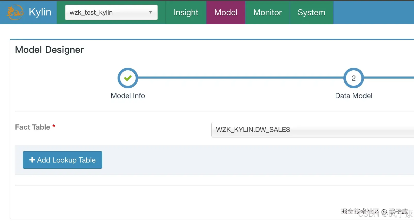 Apache Kylin  Model 的信息