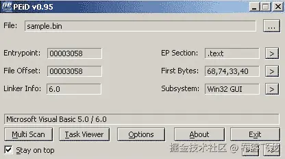图 9.14 – PEiD 识别 Visual Basic