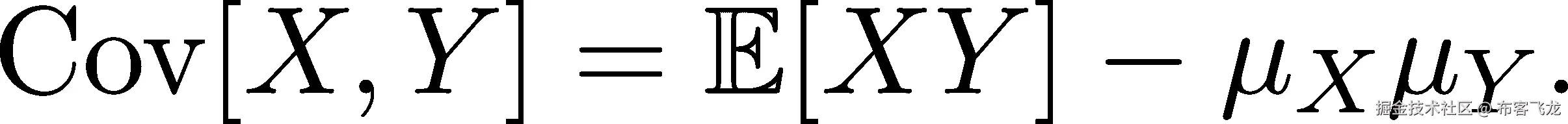 Cov[X, Y] = 𝔼[XY ]− μX μY . 