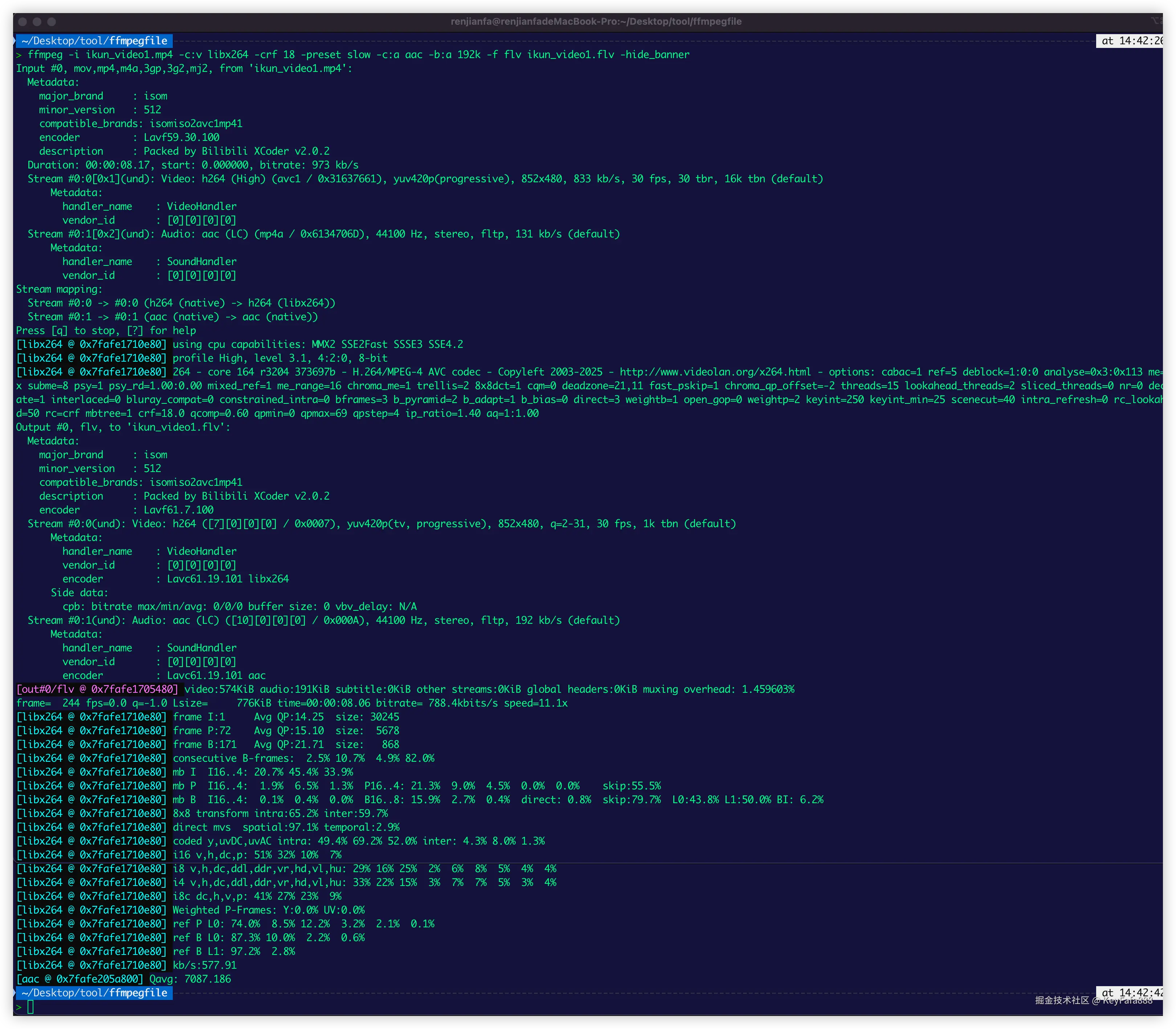 自定义指定编码器实现 mp4视频文件转为flv视频文件格式