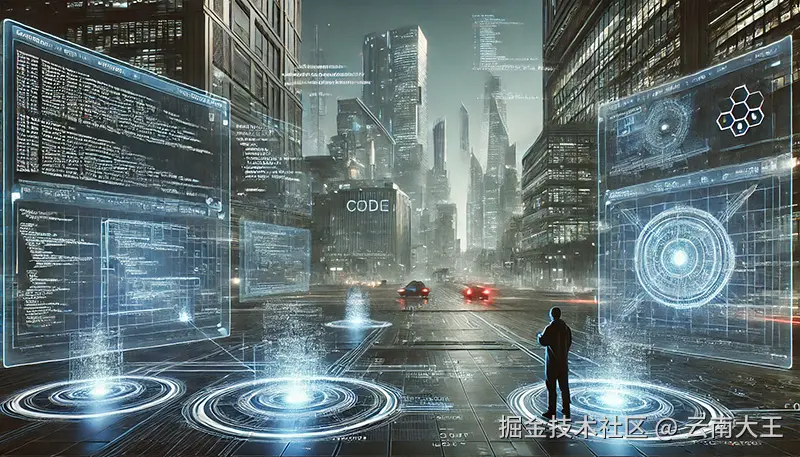 DALL·E 2024-08-10 09.45.02 - A futuristic scene focused on technology and coding. The image showcases a sleek, high-tech environment with holographic screens displaying lines of c.jpg
