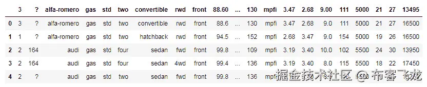 图 1.5：汽车里程数据集的条目