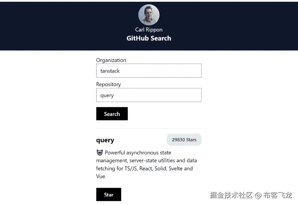 图 10.13 – 带有 Star 按钮的找到的仓库