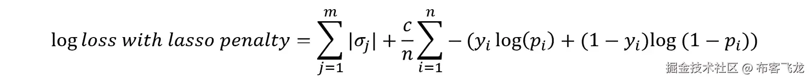 图 4.14：带 Lasso 惩罚的对数损失方程