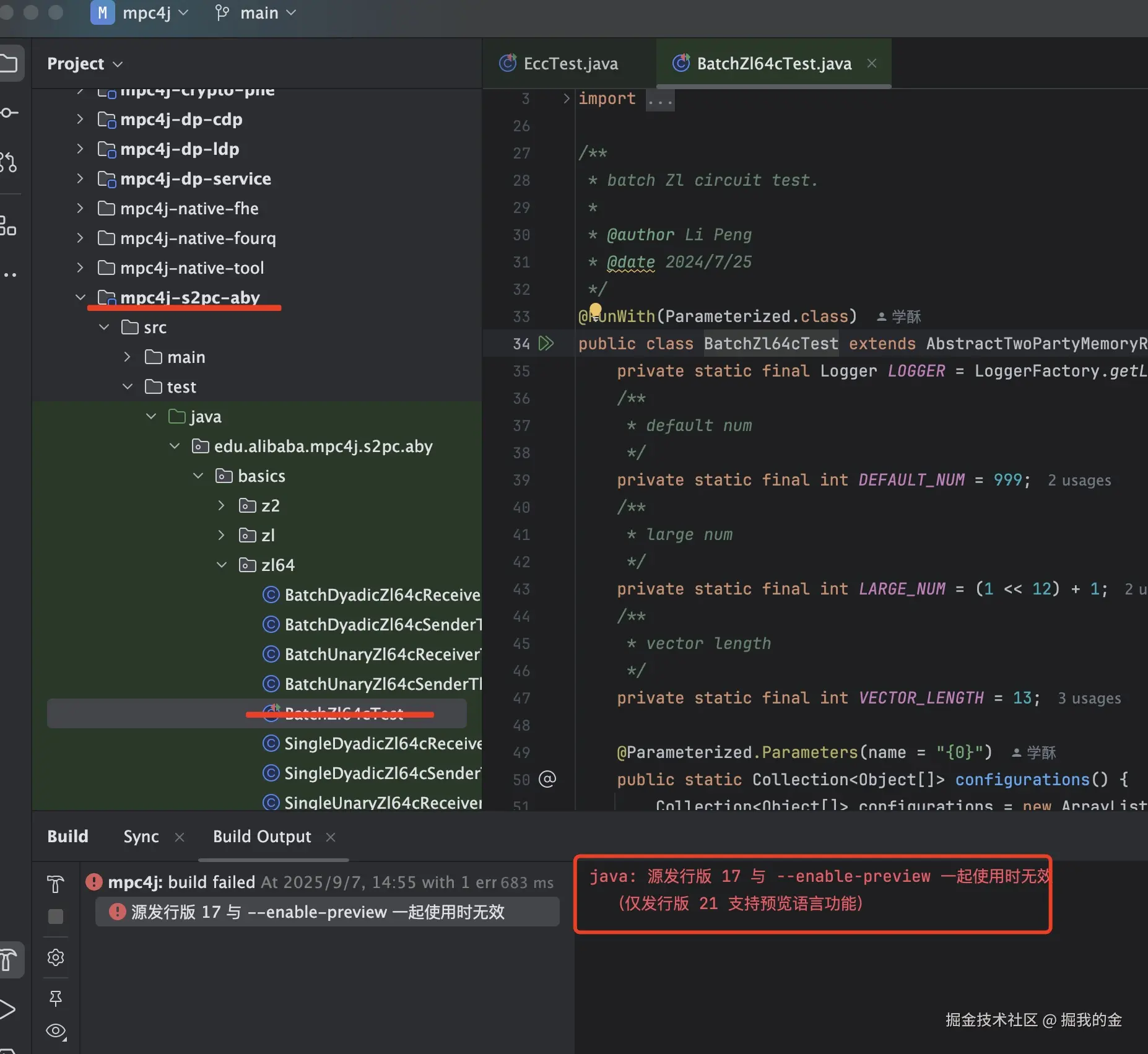 JDK 版本与 preview 配置问题（示意）