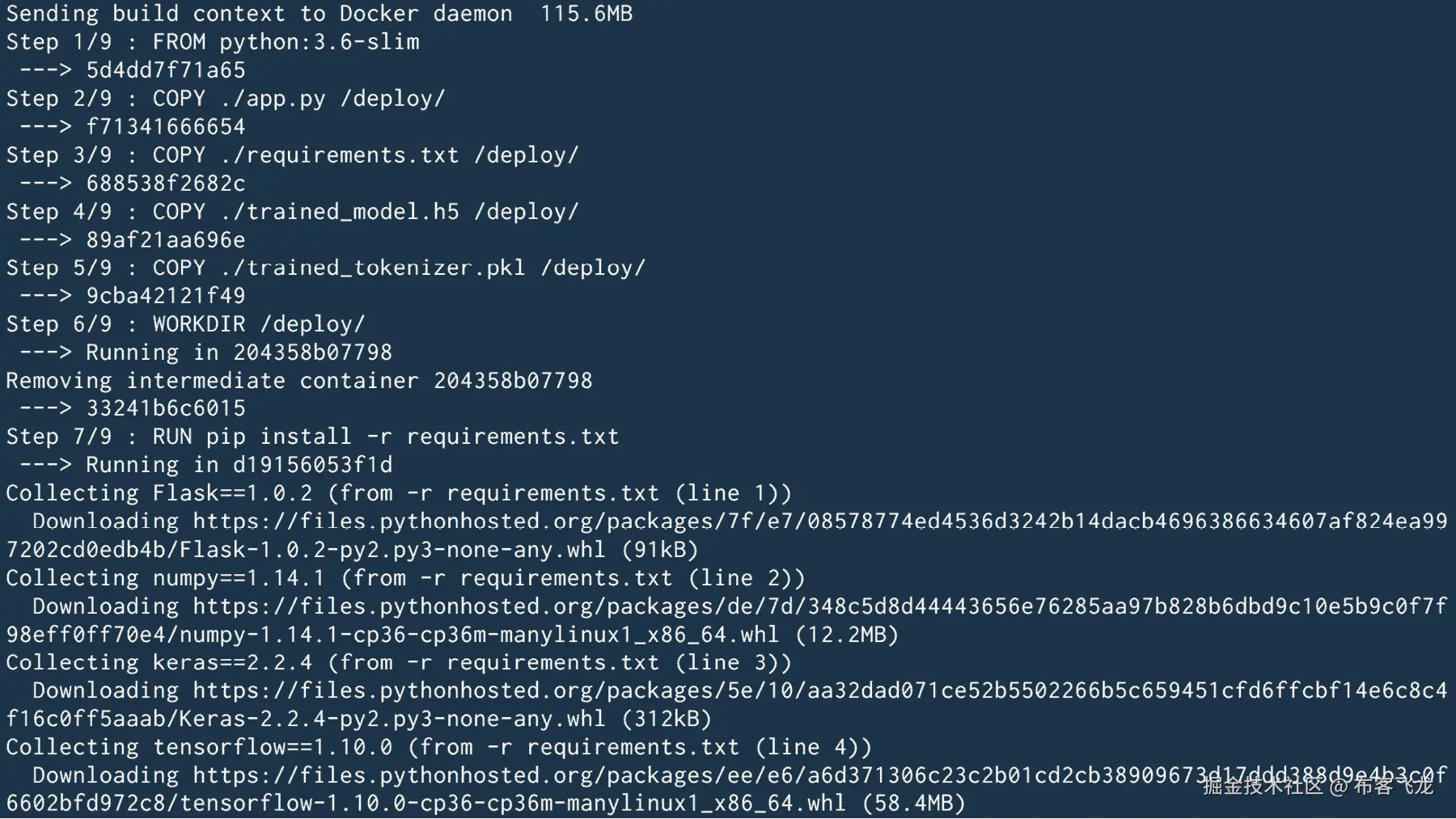 图 9.19：docker build 的输出截图    