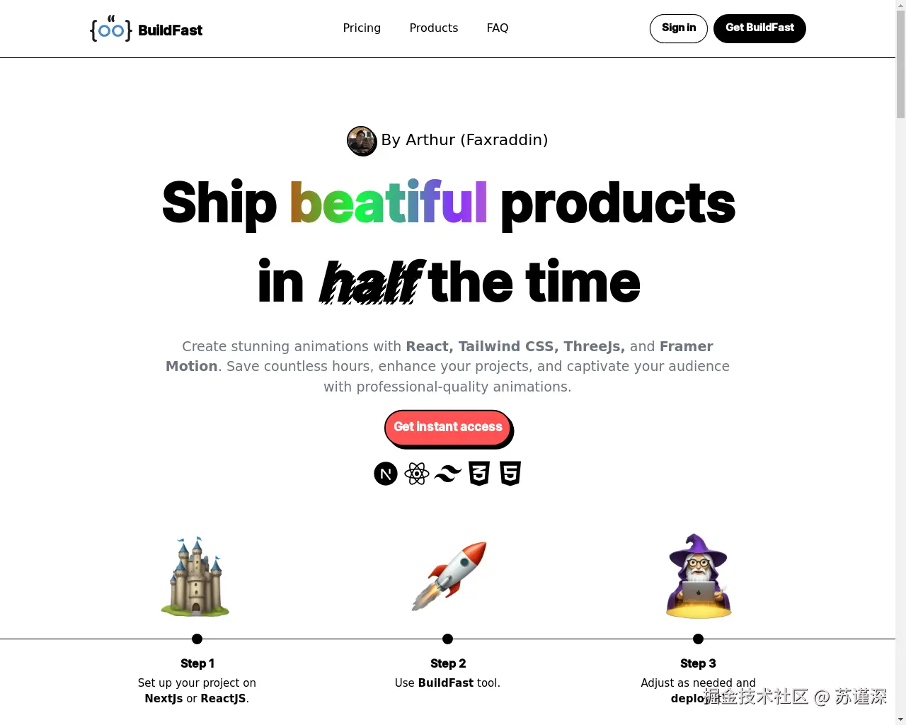 Show HN: 制作了包含顶级动画的即用型 zip 文件，基于 NextJS。 - 项目截图
