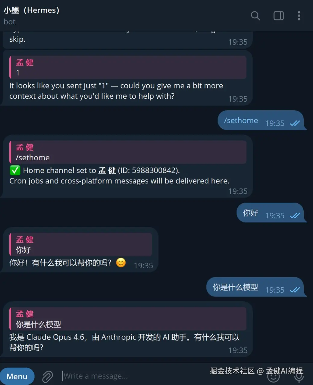 我在 Hermes 里运行任务的真实界面：小墨在调工具、沉淀 skill