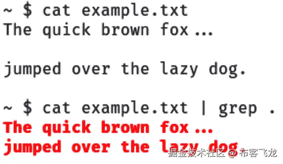图 4.1 – 使用句点元字符匹配非空行