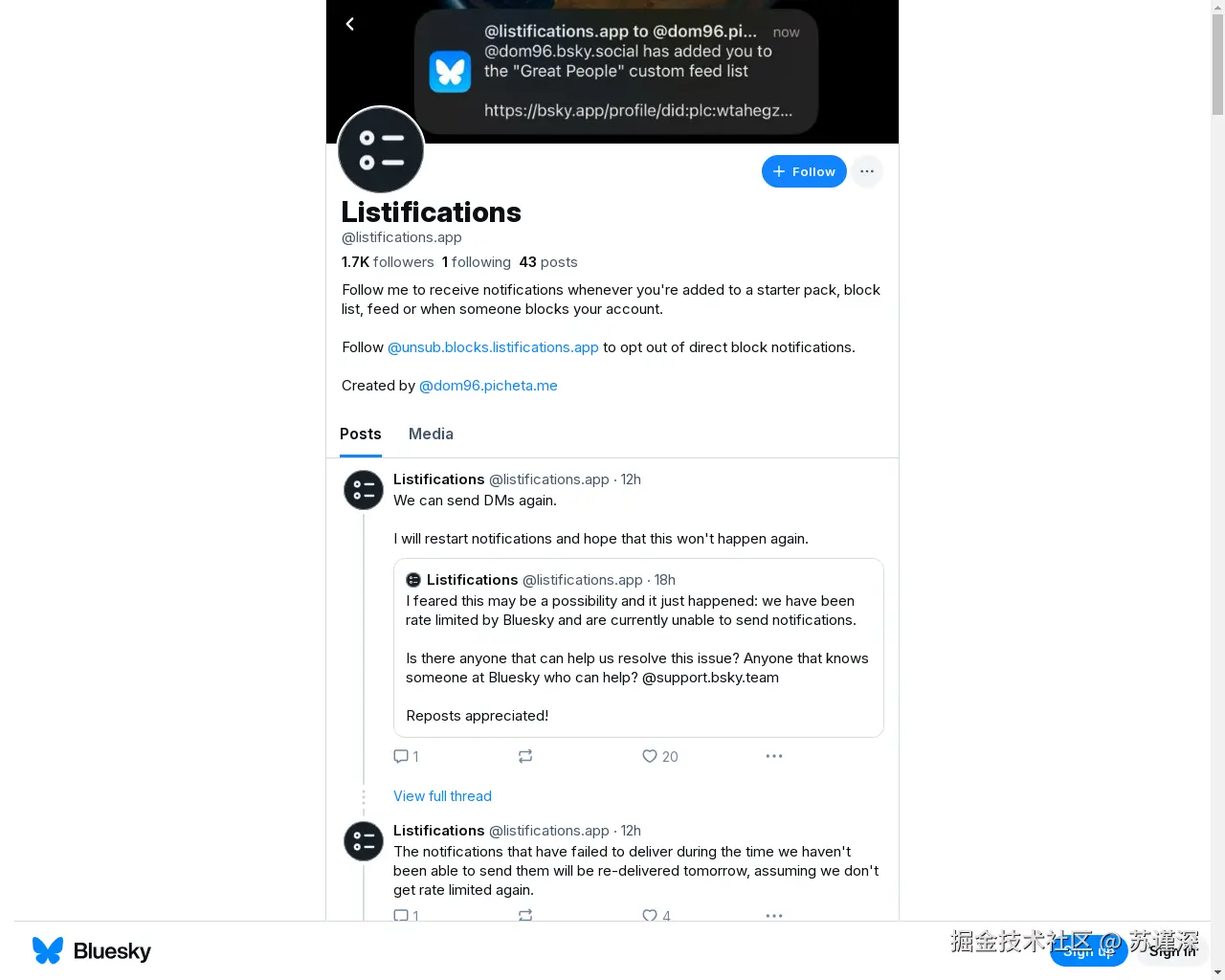 Show HN：在Bluesky上启动通知阻止包 - 项目截图