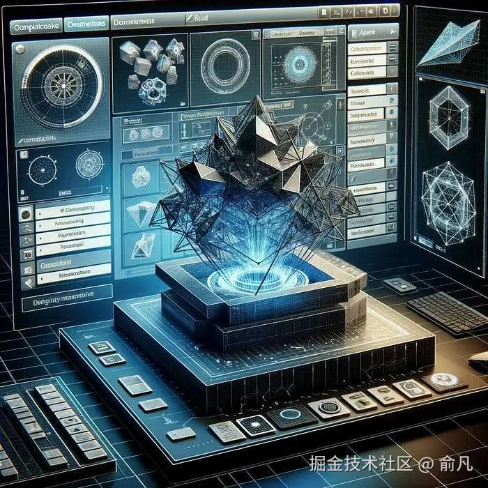 未来 CAD 界面与 AI 驱动的 3D 生成设计和模拟全息图