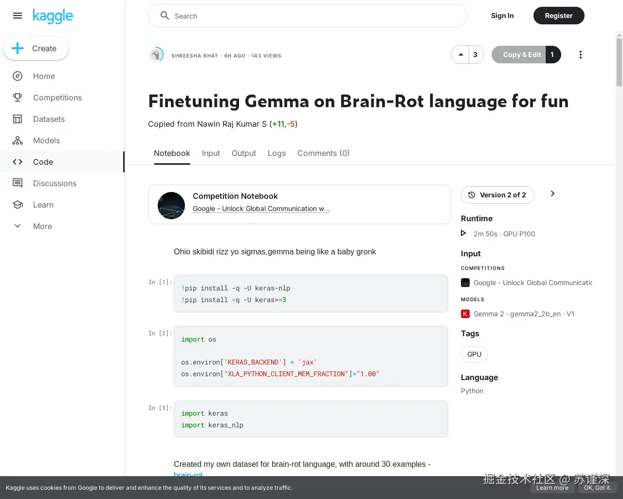 Show HN：我为了好玩对Gemma LLM进行了Brain-Rot语言的微调 - 项目截图