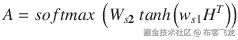 A= softmax\;\left({W}_{s\mathbf{2}}\; tanh\left({w}_{s1}{H}^T\right)\right)