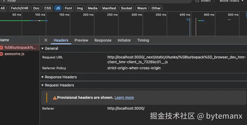 disable JS 情况下请求JS失败图