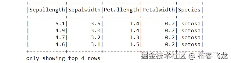 图 4.11：移除 Half_sepal_width 列后的鸢尾花数据框