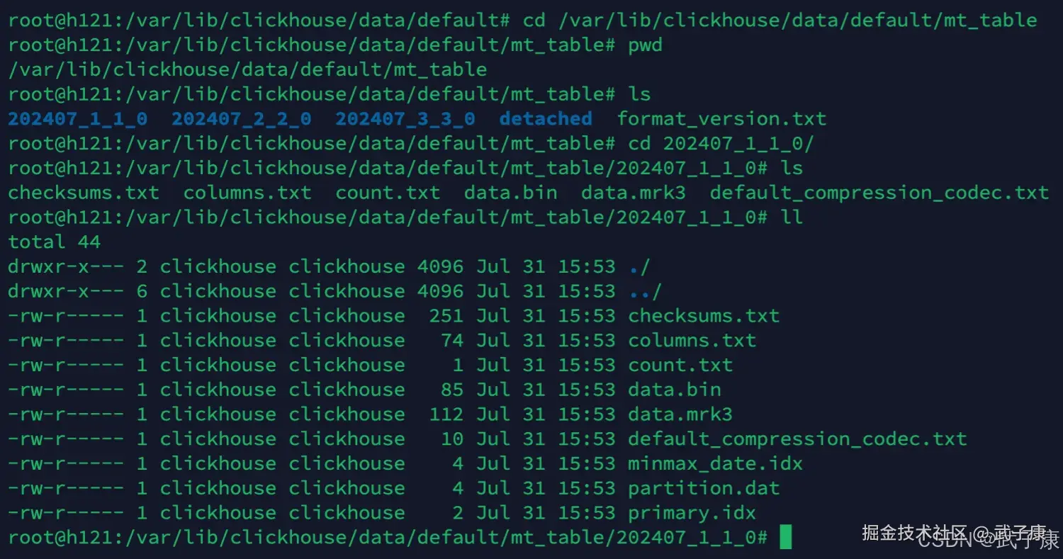 ClickHouse MergeTree 查看数据目录
