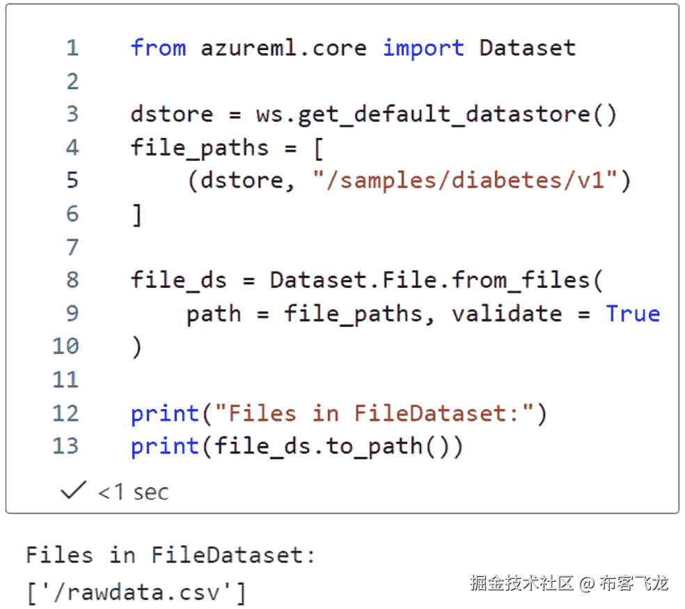 图 7.20 – 未注册的 FileDataset 引用单个 CSV 文件    
