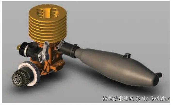 图7.6：下落阴影（drop shadow）。从上方对遮挡物进行渲染，然后再对图像进行模糊处理，最后应用在地平面上，从而形成了 图中的阴影纹理 。