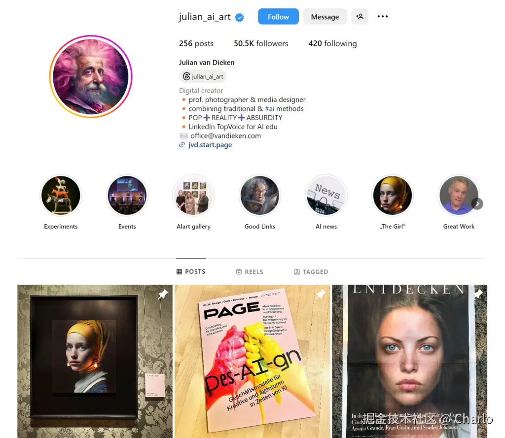 Julian 的 Instagram 帐户