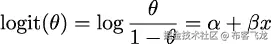  θ logit(θ) = log1-−-θ = 𝛼 + 𝛽x 
