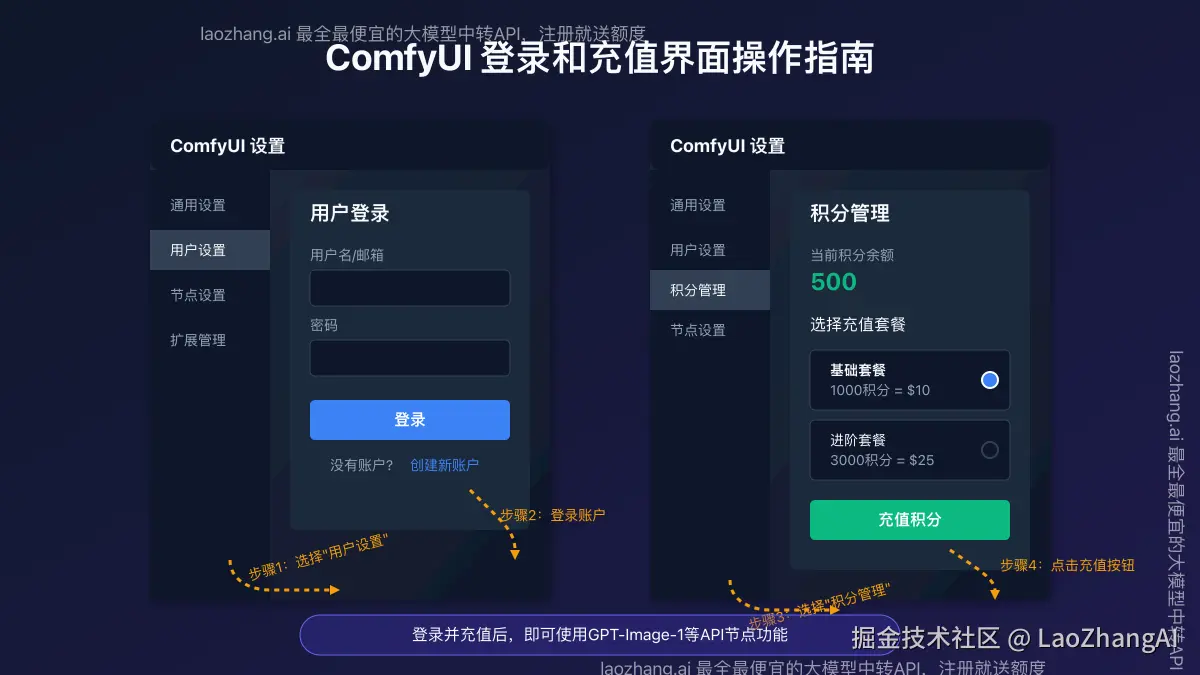 ComfyUI登录和充值界面操作指南