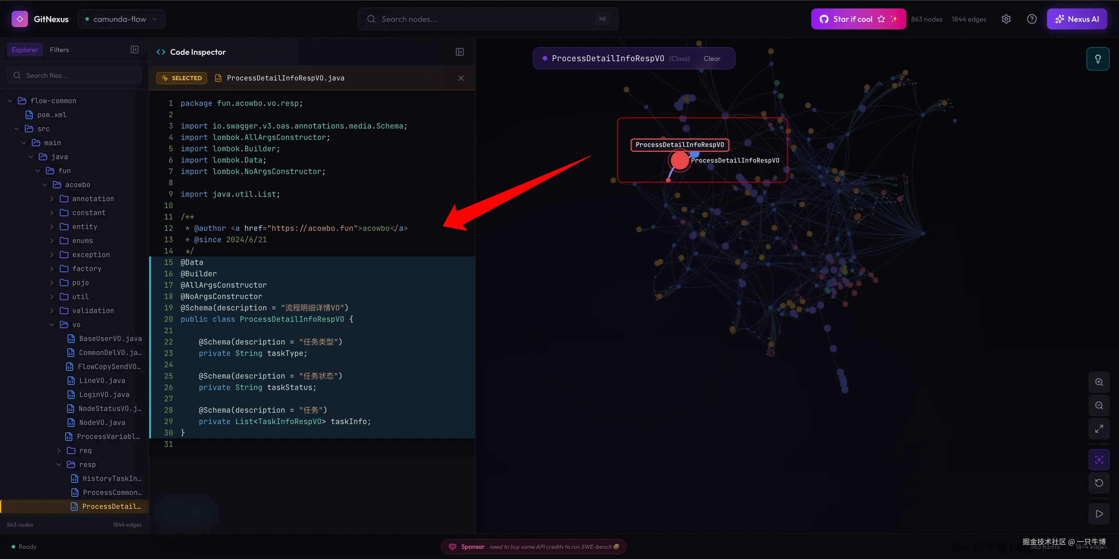 Clicking Node to View Source Code