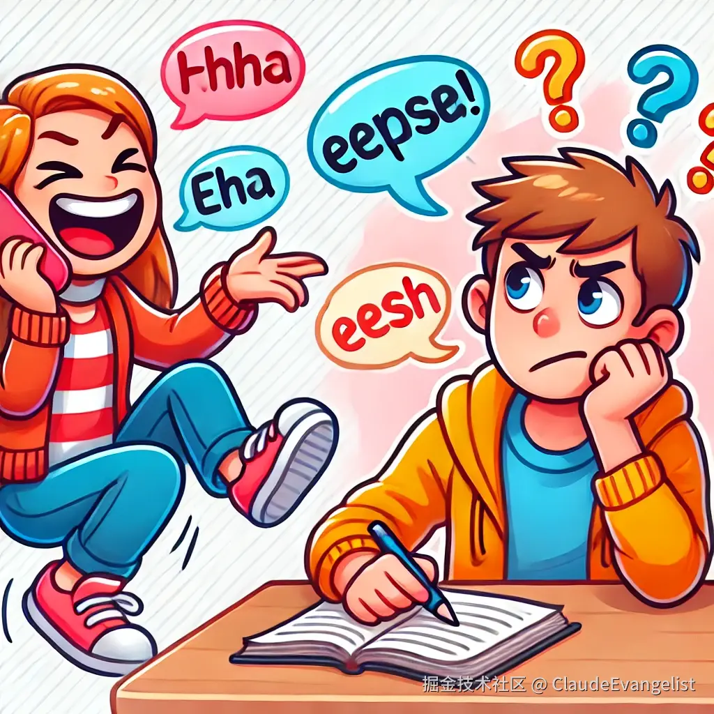 DALL·E 2024-10-07 12.32.30 - A cartoon illustration of two people having a conversation. One person is laughing energetically while the other looks confused or frustrated, showing.webp