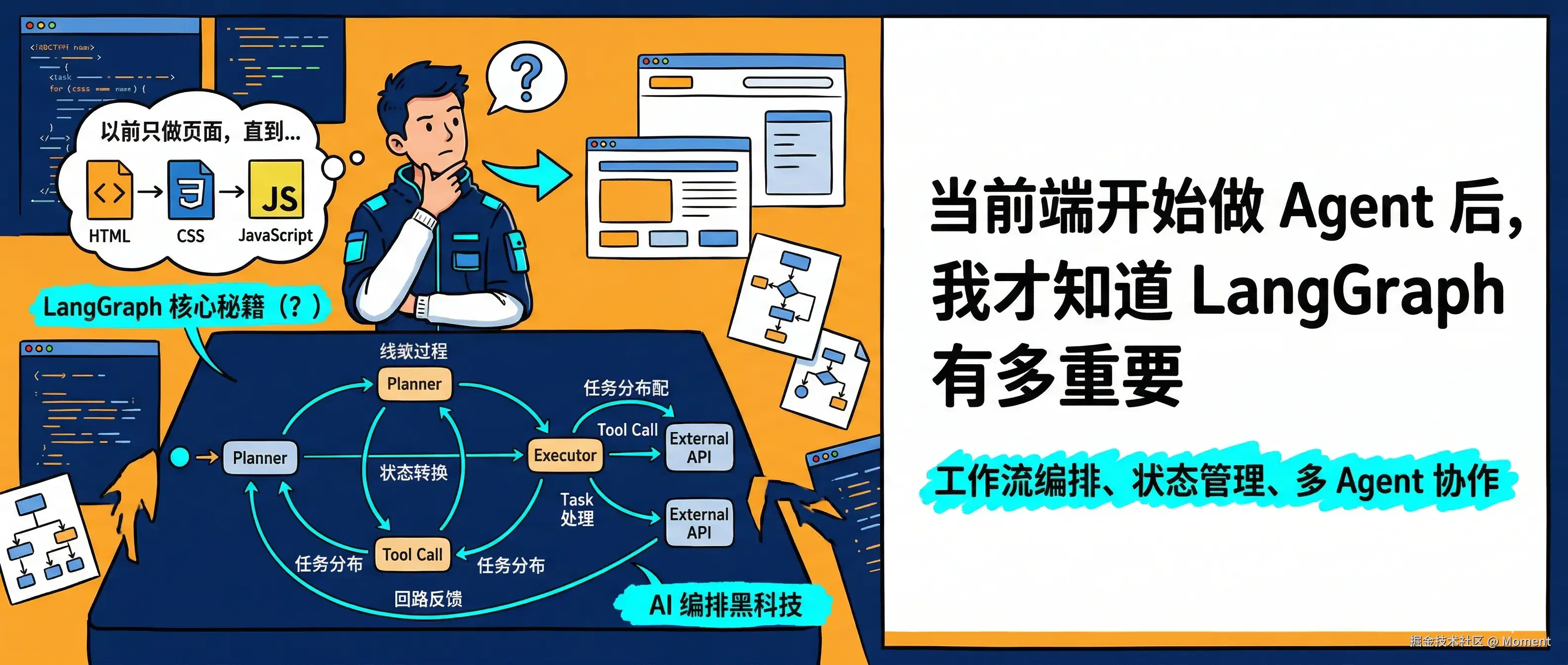 作为前端，如果使用 Langgraph 实现第一个 Agent 