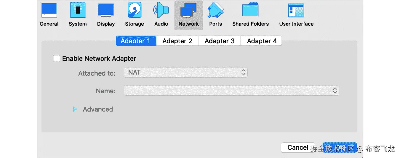 图 1.2 – 在 VirtualBox 虚拟机设置中禁用网络