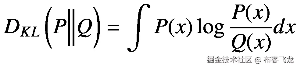 {D}_{KL}\left(P\Big\Vert Q\right)=\int P(x)\log \frac{P(x)}{Q(x)} dx