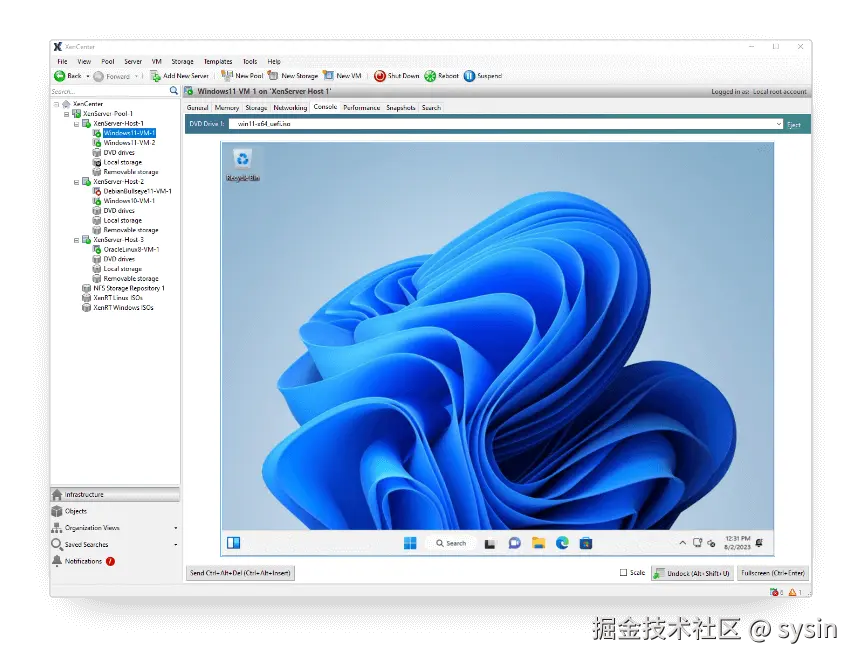XenCenter console screenshot