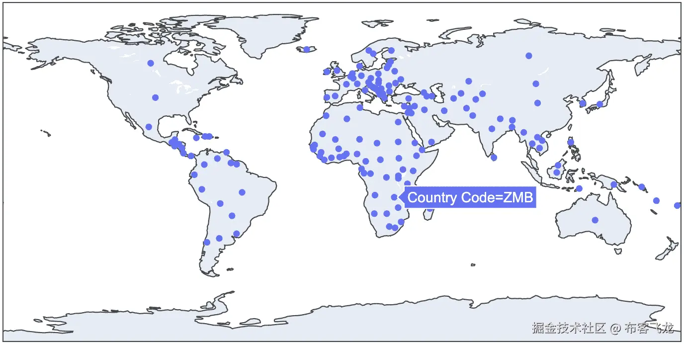 图 7.11 – 使用 scatter_geo 函数的散点图