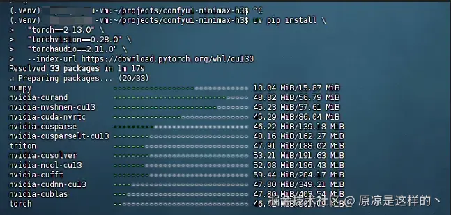 Installing fixed version components via PyTorch cu130 official index image.png
