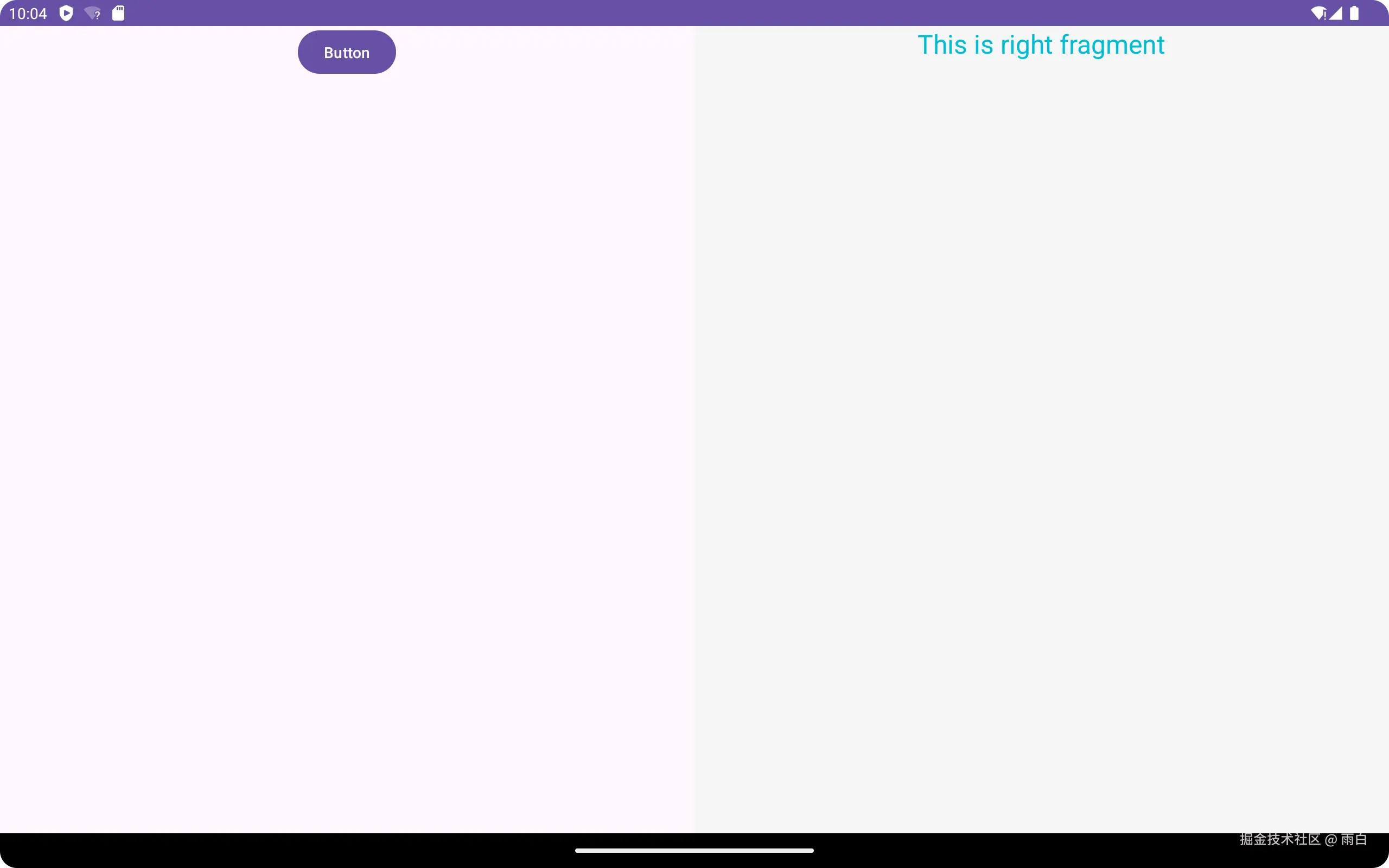 静态加载两个Fragment后的运行效果图
