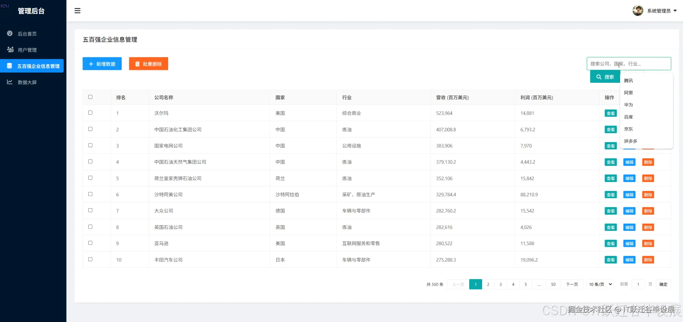 管理员_五百强企业信息管理