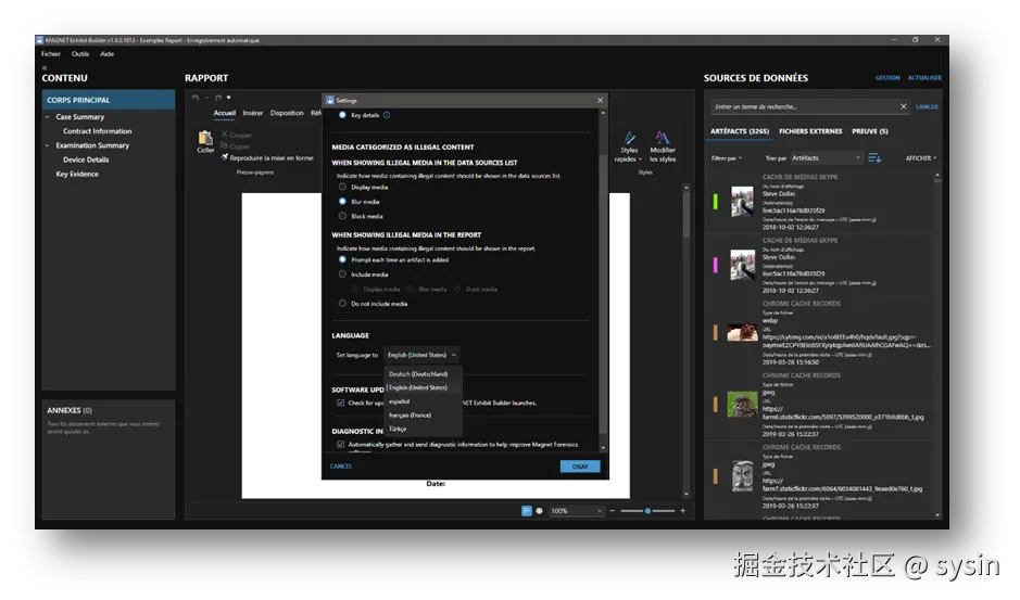 Screenshot of Exhibit Builder in Magnet Axiom 8.6.