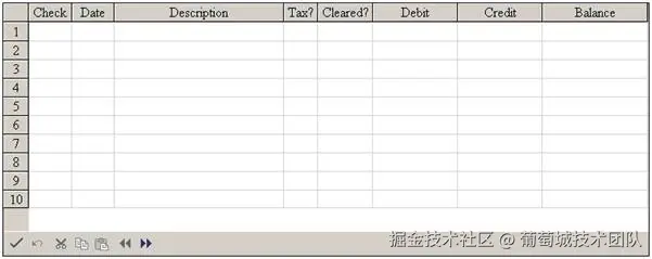 ASP.NET page of checkbook register