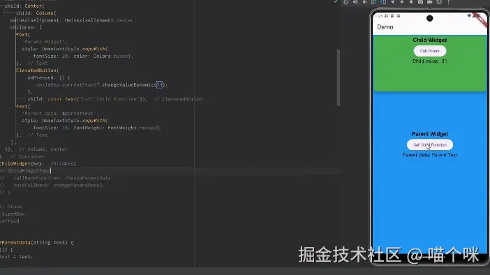 flutter_parent_widget_call_child_widget_parameter.gif
